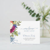 Floral botanical elegant script dat beweegt aankondigingskaart (Staand voorkant)