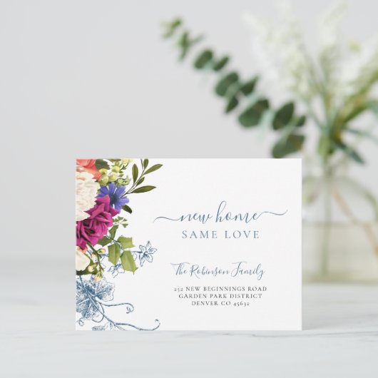 Floral botanical elegant script dat beweegt aankondigingskaart (Staand voorkant)