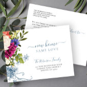 Floral botanical elegant script dat beweegt aankondigingskaart