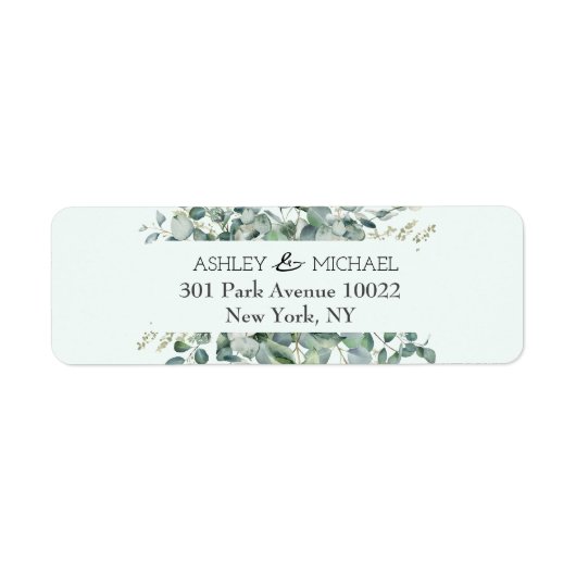 Floral Botanical Eucalyptus Greenery Lijst Weddens Etiket (Voorkant)