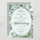 Floral Botanical Eucalyptus Greenery Wedding Kaart (Voorkant / Achterkant)