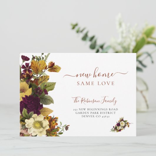 Floral botanical foliage script dat beweegt aankondiging (Staand voorkant)