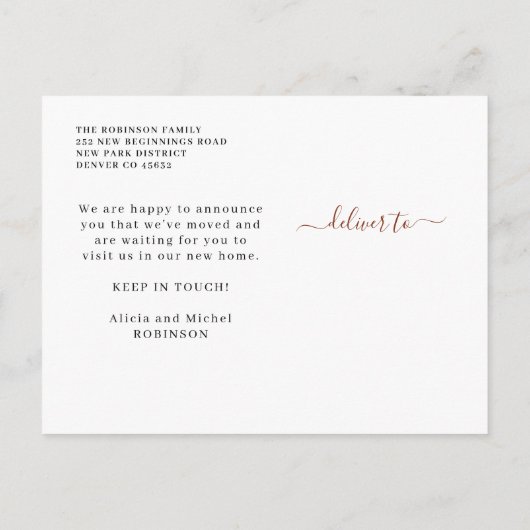 Floral botanical foliage script dat beweegt aankondigingskaart (Achterkant)