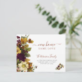 Floral botanical foliage script dat beweegt aankondigingskaart (Staand voorkant)