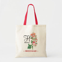 Floral Botanical Gepersonaliseerd Monogram Bridesm Tote Bag