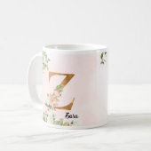 Floral Botanical Gold Initial Letter Z Coffee Mug Koffiemok (Voorkant links)