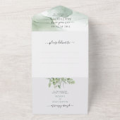 Floral Botanical Greenery Eucalyptus Fotobruiloft All In One Uitnodiging (Buitenkant)