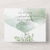 Floral Botanical Greenery Eucalyptus Fotobruiloft All In One Uitnodiging (Achterkant)