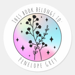 Floral Botanical Hologram Pastelboek Bord Ronde Sticker