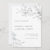 Floral Botanical Illustration Wedding Invitation Kaart (Voorkant)