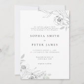 Floral Botanical Illustration Wedding Invitation Kaart (Voorkant)