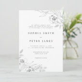 Floral Botanical Illustration Wedding Invitation Kaart (Staand voorkant)