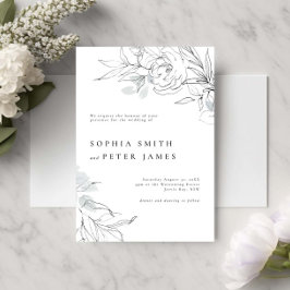 Floral Botanical Illustration Wedding Invitation Kaart