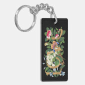 Floral Botanical Love Gold Foil Elegant Black Sleutelhanger (Voorkant Links)