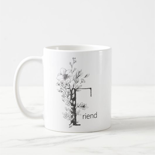 Floral Botanical Monogram | Aangepaste tekst Elega Koffiemok (Links)