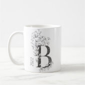 Floral Botanical Monogram | Aangepaste tekst Elega Koffiemok (Links)
