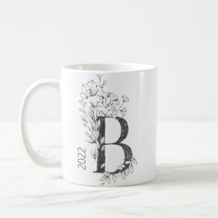 Floral Botanical Monogram   Aangepaste tekst Elega Koffiemok