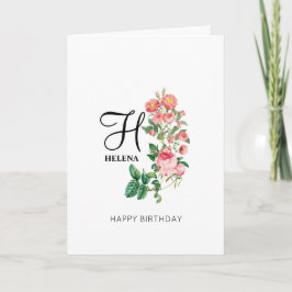  Floral Botanical Monogram Birthday Kaart