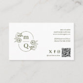 Floral Botanical Monogram Crest Logo Brand Foto Visitekaartje (Achterkant)