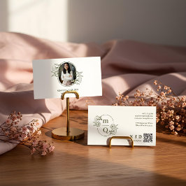 Floral Botanical Monogram Crest Logo Brand Foto Visitekaartje