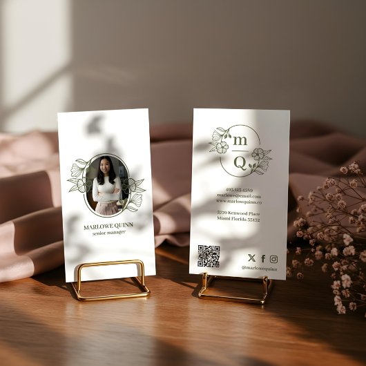 Floral Botanical Monogram Crest Logo Brand Foto Visitekaartje