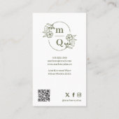 Floral Botanical Monogram Crest Logo Brand Foto Visitekaartje (Achterkant)