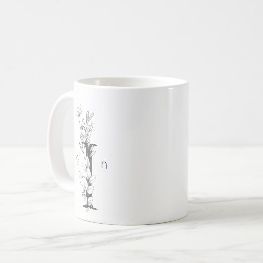 Floral Botanical Monogram | Elegant voor aangepast Koffiemok (Voorkant links)