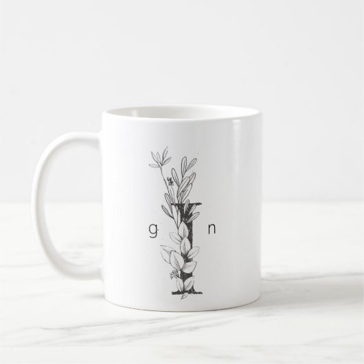 Floral Botanical Monogram | Elegant voor aangepast Koffiemok (Links)