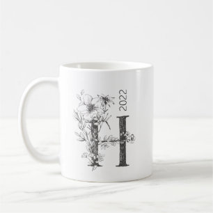 Floral Botanical Monogram   Elegant voor aangepast Koffiemok