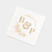 Floral Botanical Monogram Gepersonaliseerde bruilo Folie Servetten (Links)