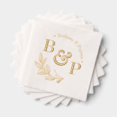 Floral Botanical Monogram Gepersonaliseerde bruilo Folie Servetten (Insitu (Gestapeld))