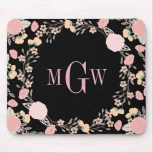Floral Botanical Monogram Mousepad Muismat