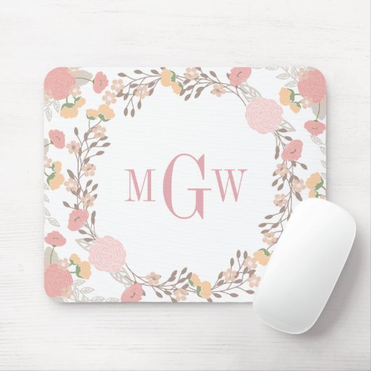 Floral Botanical Monogram Mousepad Muismat (Met muis)