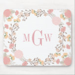 Floral Botanical Monogram Mousepad Muismat<br><div class="desc">Kleine Bayleigh.</div>