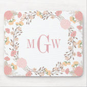 Floral Botanical Monogram Mousepad Muismat (Voorkant)