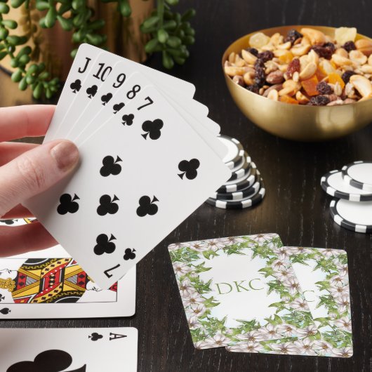 Floral Botanical Monogramed Classic Plays Pokerkaarten (Insitu)