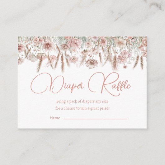 Floral Botanical Pampas Grass Game Card Informatiekaartje (Voorkant)