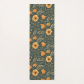 Floral Botanical Pattern Golden Green Custom Name Yogamat (Achterkant)