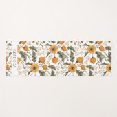 Floral Botanical Pattern Golden Green Custom Name Yogamat (Voorkant (horizontaal))