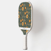 Floral Botanical Pattern Green Golden Custom Name Pickleball Paddle (Links)