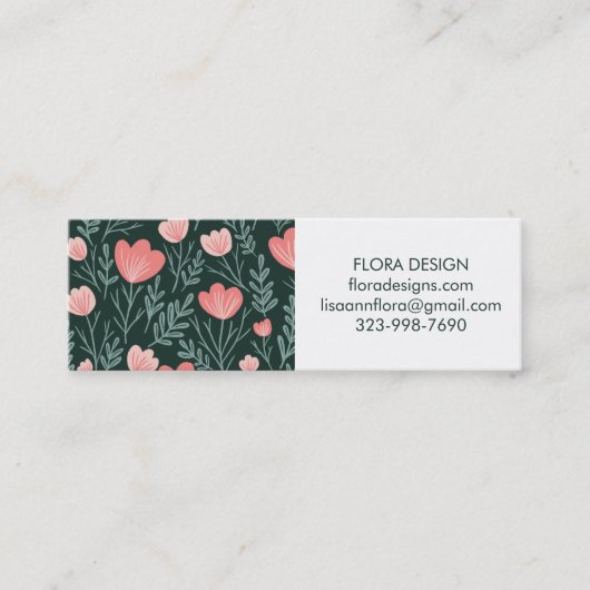 Floral Botanical Pattern Green Order Bedankt Mini Visitekaartje (Voorkant)