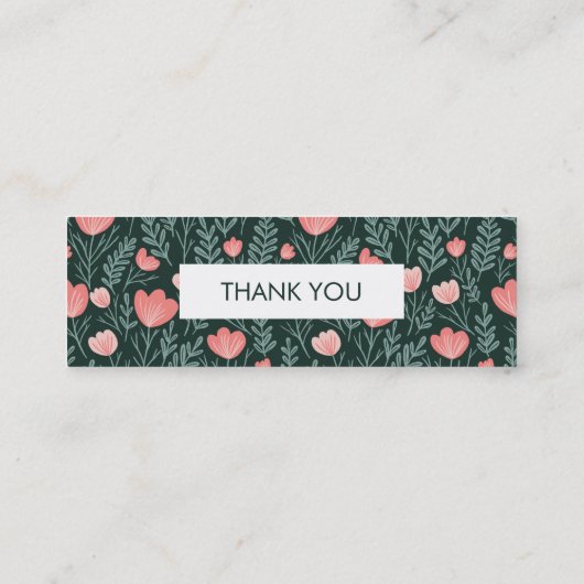 Floral Botanical Pattern Green Order Bedankt Mini Visitekaartje (Achterkant)