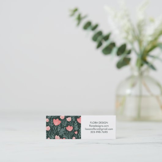 Floral Botanical Pattern Green Order Bedankt Mini Visitekaartje (Staand voorkant)