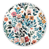 Floral Botanical Pattern Keramische Knop (Voorkant)