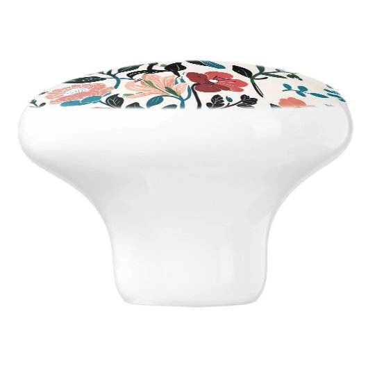 Floral Botanical Pattern Keramische Knop (Zijkant)