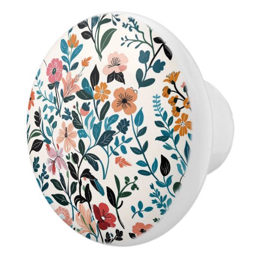 Floral Botanical Pattern Keramische Knop (Rechts)