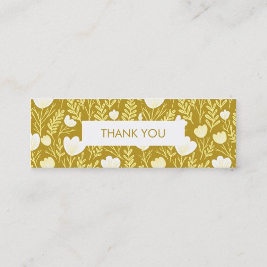 Floral Botanical Pattern Mosterd Bestellen Bedankt Mini Visitekaartje (Achterkant)
