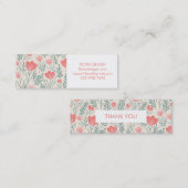 Floral Botanical Pattern Pink Order Bedankt Mini Visitekaartje (Voorkant / Achterkant)