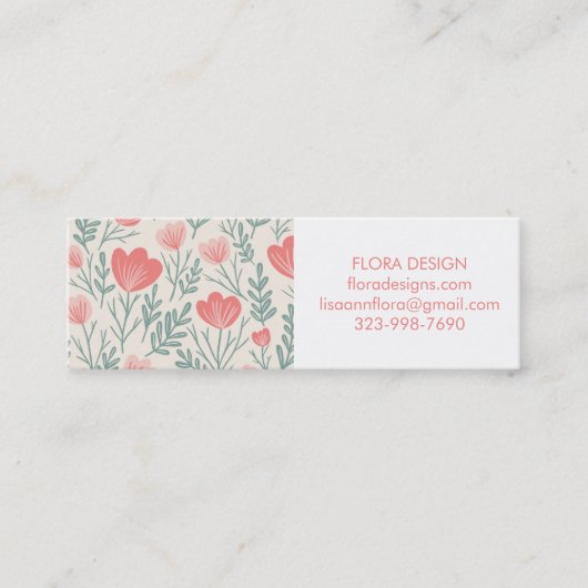 Floral Botanical Pattern Pink Order Bedankt Mini Visitekaartje (Voorkant)