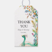 Floral Botanical Peacock Wedding Favor Labels Cadeaulabel (Voorkant)